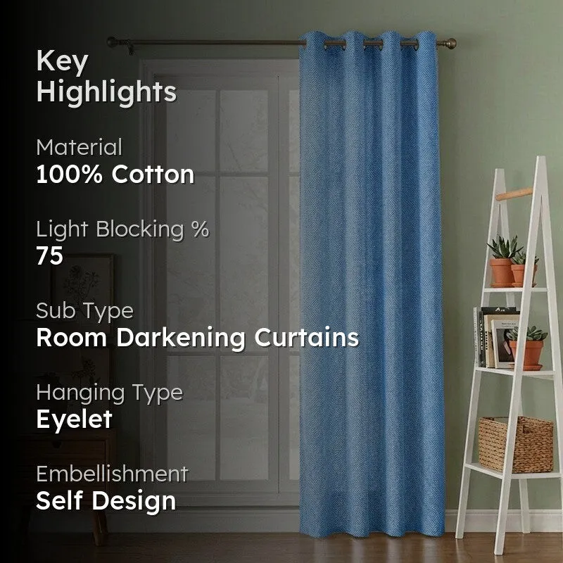 Form Ease Cotton Room Darkening Curtains - Blue media 2