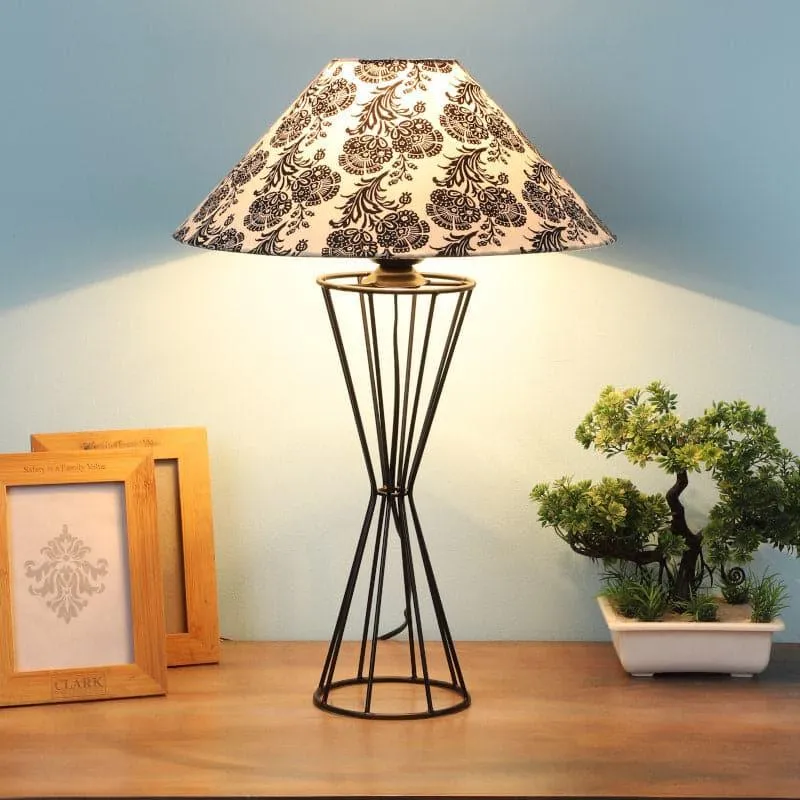Filigree Briar Fabric Table Lamp - Black,White media 1