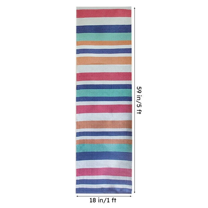 Sea Breeze Stripes Woven Bedside Cotton Rug media 7