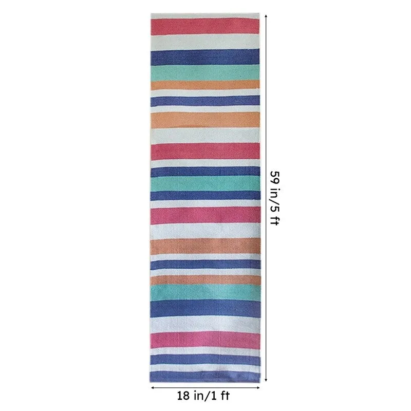 Sea Breeze Stripes Woven Bedside Cotton Rug media 7