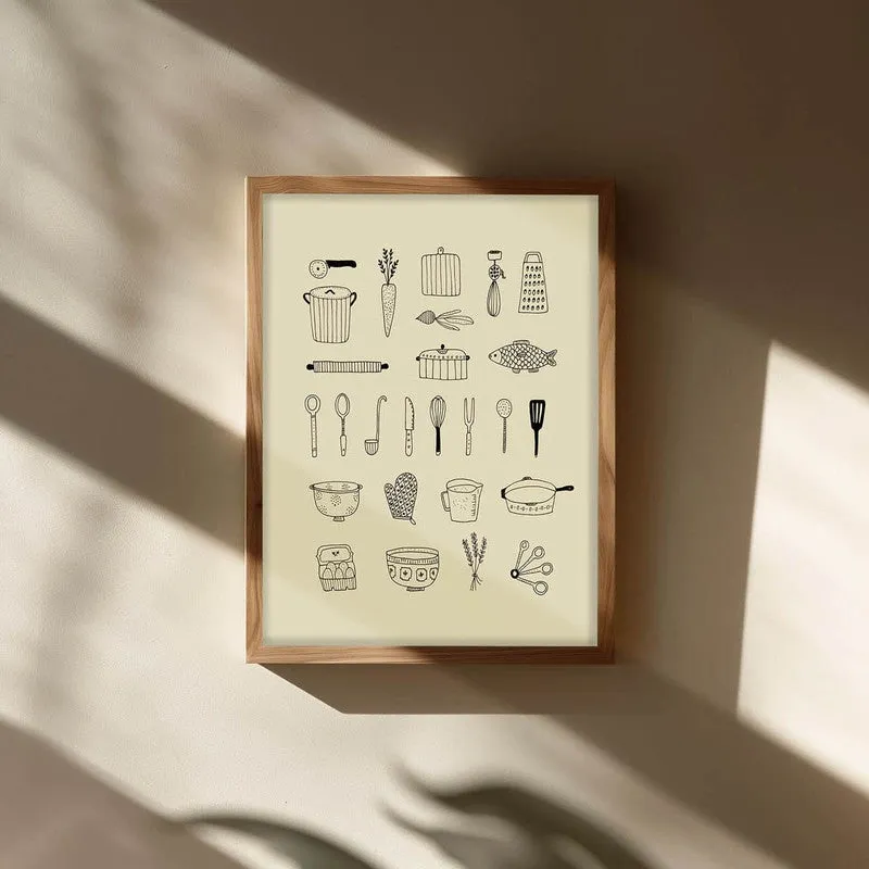 Kitchen Script Archival Canvas Wall Art - Black media 3