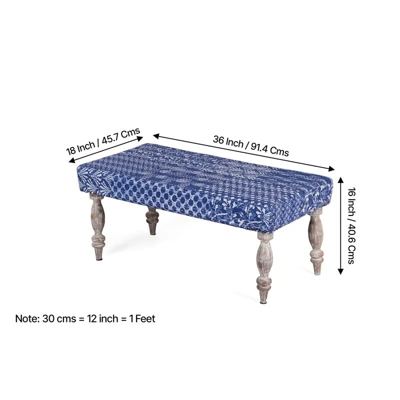 Delvo Sheesham Wooden Bench - Blue media 12