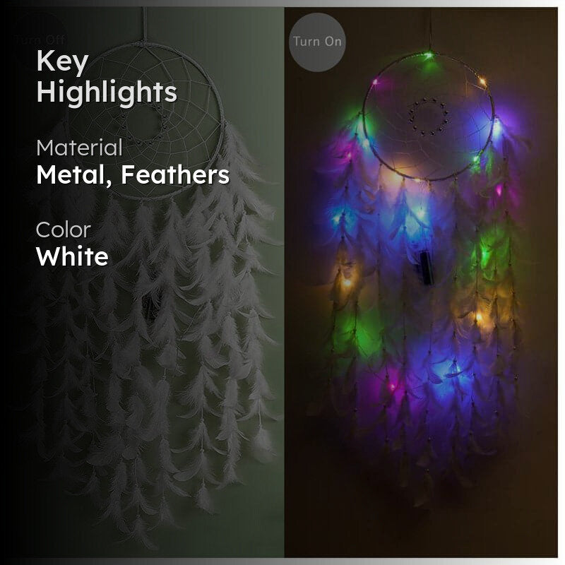 Feather Cascade Dreamcatcher With Light media 2