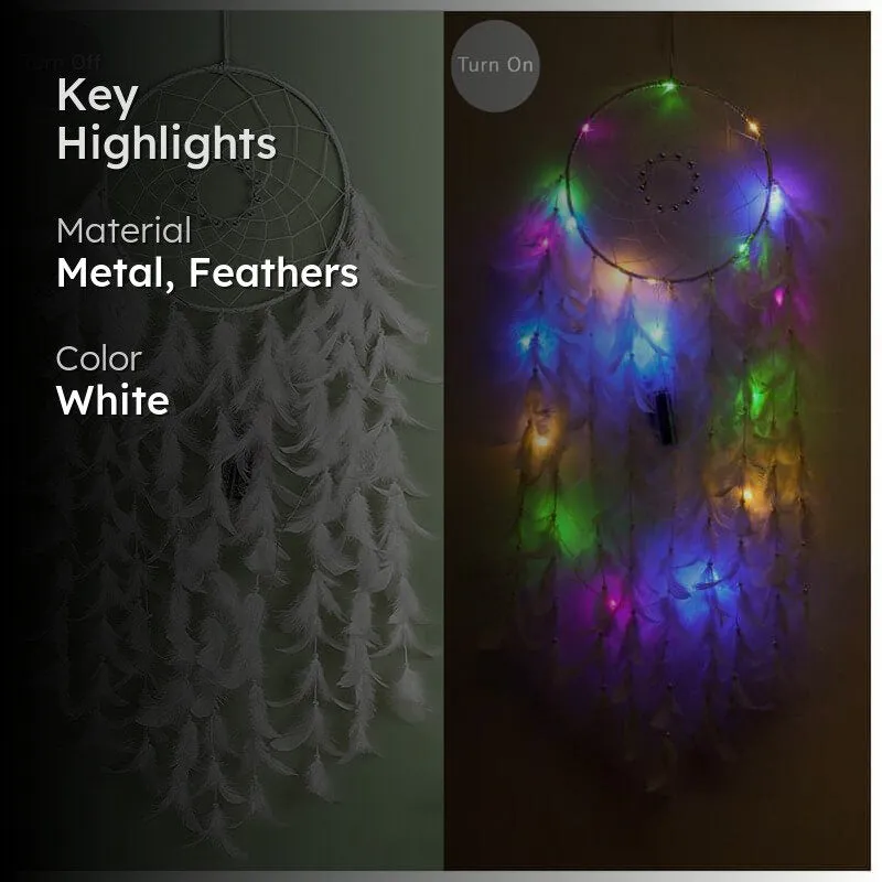 Feather Cascade Dreamcatcher With Light media 2