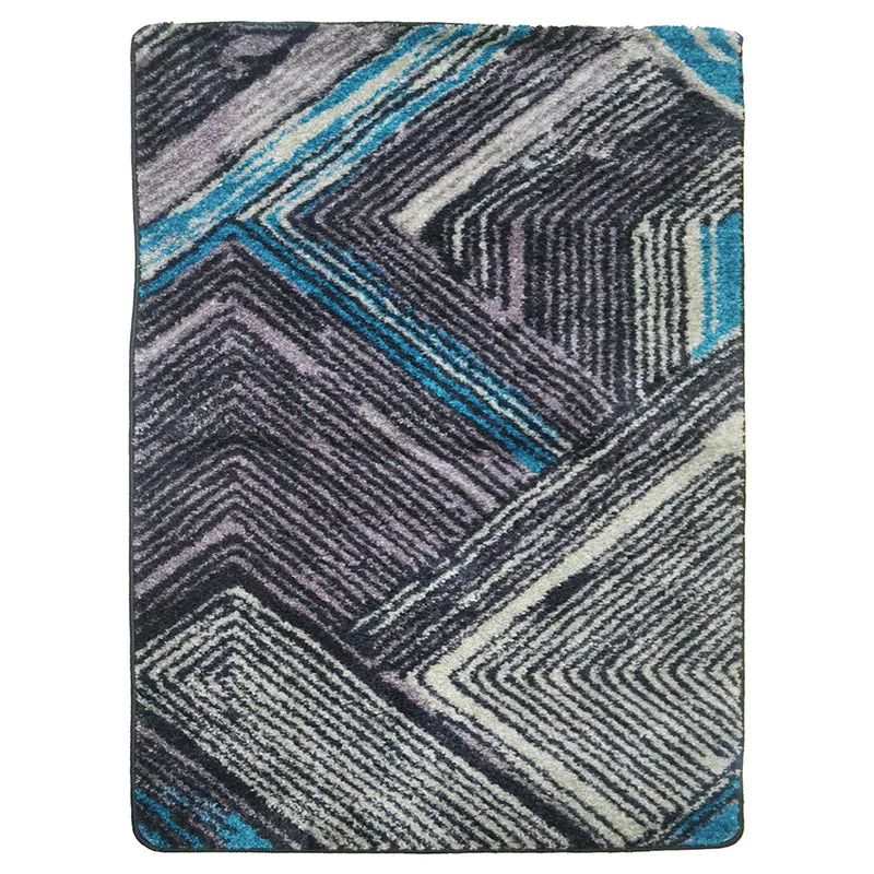 Albion Geometric Micro Fiber Area Rug - Blue & Black media 1