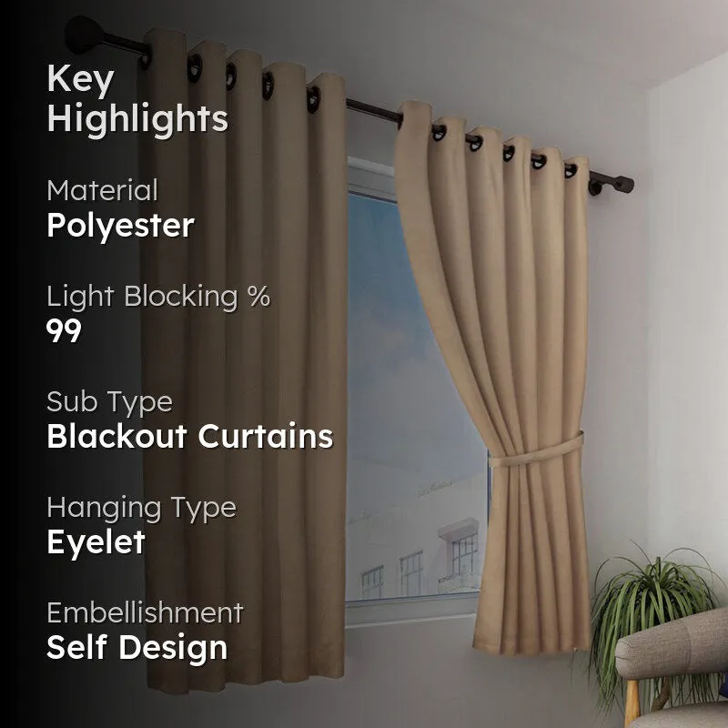 Aurelin Solid Curtains (Beige) - Set Of Two media 2