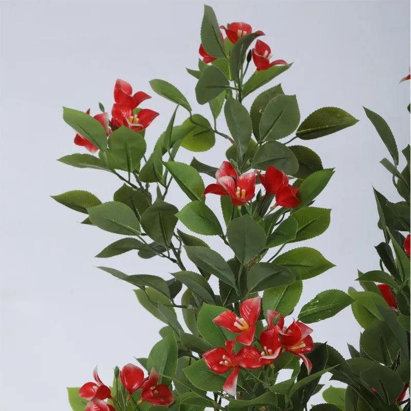 Roselia Artificial Plant With Black Plastic Pot (5.91 ft) - Pink & Green media 6