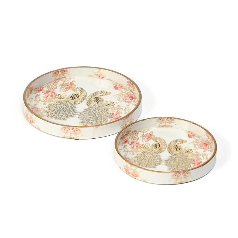 Golden Morni Enamel Coated Serving Tray (Round) - Set Of Two media 4