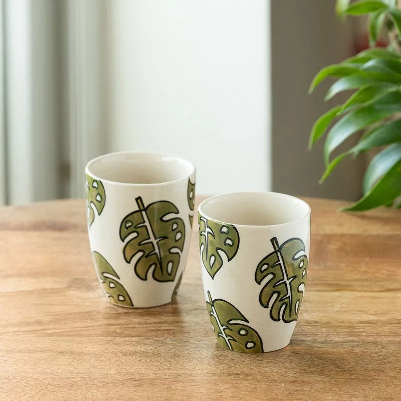 Leaf Ceramic Coffee Mug (280 mL Each) - Set Of Two media 1