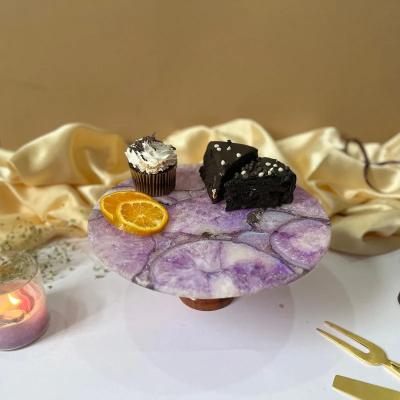 Emora Handcrafted Agate Cake Stand - Purple media 3