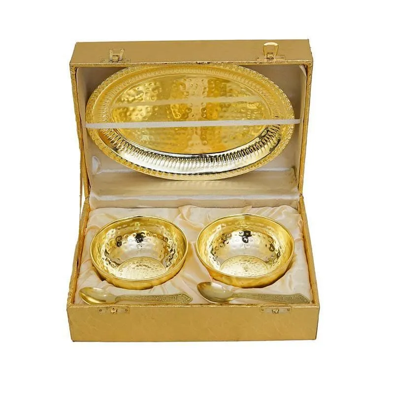 Gleaming Golden Bowl & Tray - Gold media 5