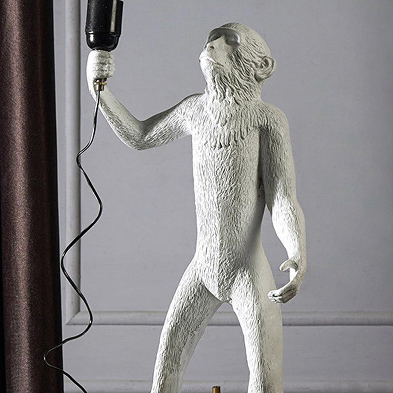 Cheeky Monkey Painted Resin Lamp - Grey,Black media 6