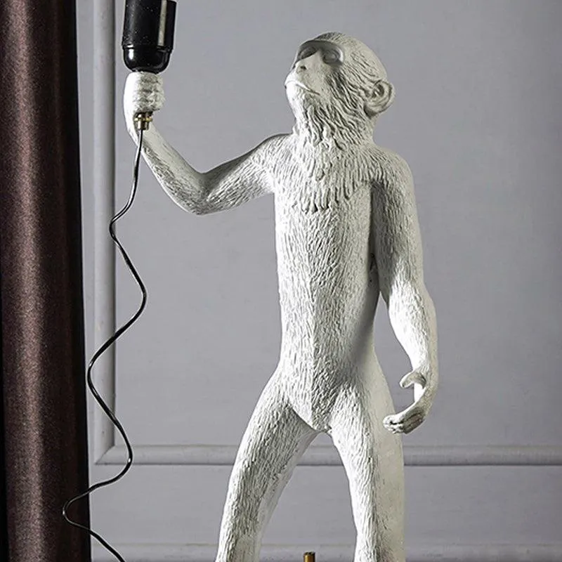 Cheeky Monkey Painted Resin Lamp - Grey,Black media 6