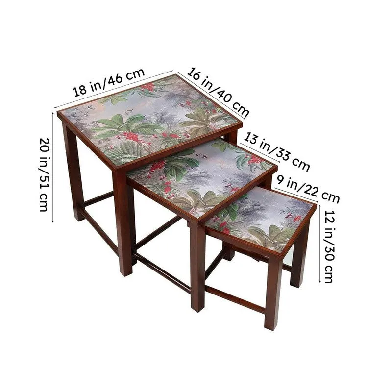 India Circus Teak Wood Tropical View Nesting Stool - Set Of Three media 8