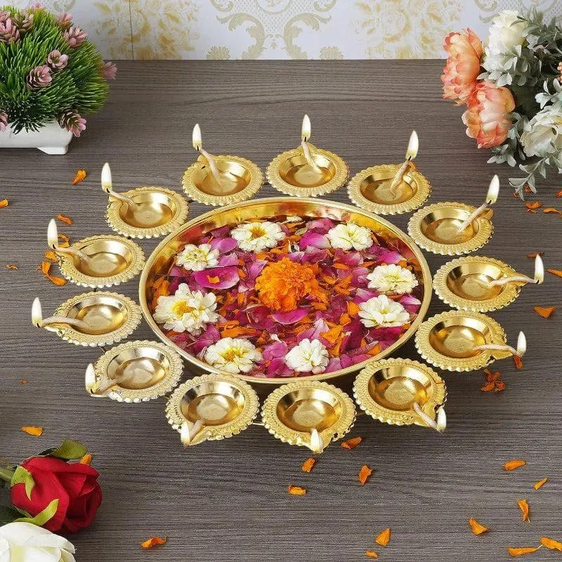Decorative Urli With Diya Holder media 1