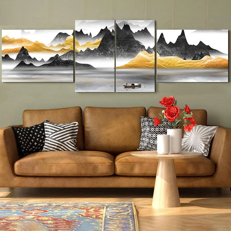 Golden Lava Mountains Wall Art - Set Of Four media 3