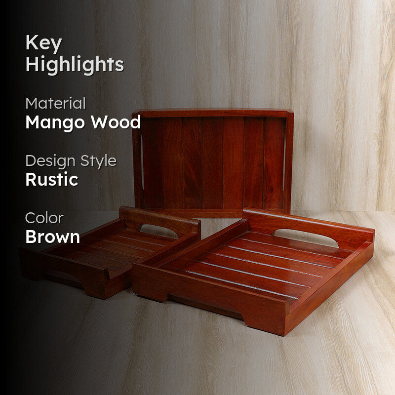 Avarin Mango Wood Serving Tray - Set Of Three media 2