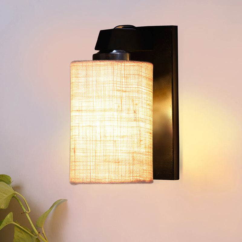 Eyrie Glow Jute & Wooden Wall Lamp - Beige