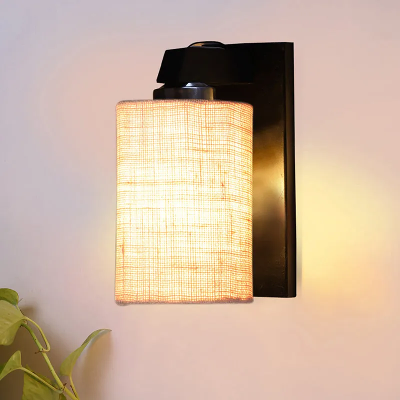 Eyrie Glow Jute & Wooden Wall Lamp - Beige media 1