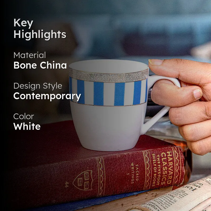 Sonaki Mida Stripe Bone China Tea Cup (180 mL Each) - Set Of Six media 2