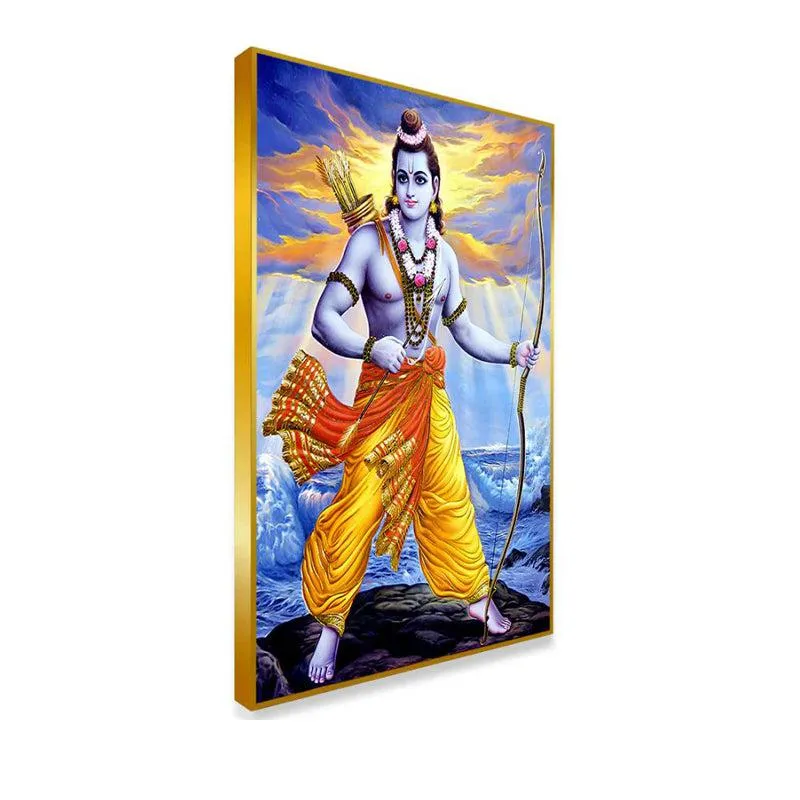 Ramachandra Dharma Spiritual Canvas Wall Painting With Frame - Gold media 4