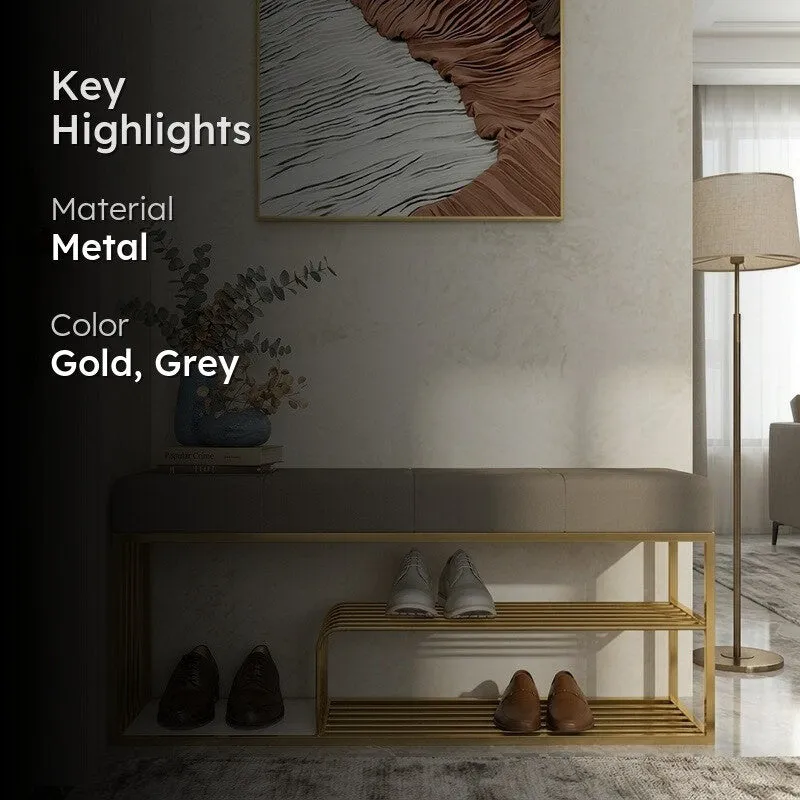 Stackable Metal Shoe Rack - Gold,Grey media 2
