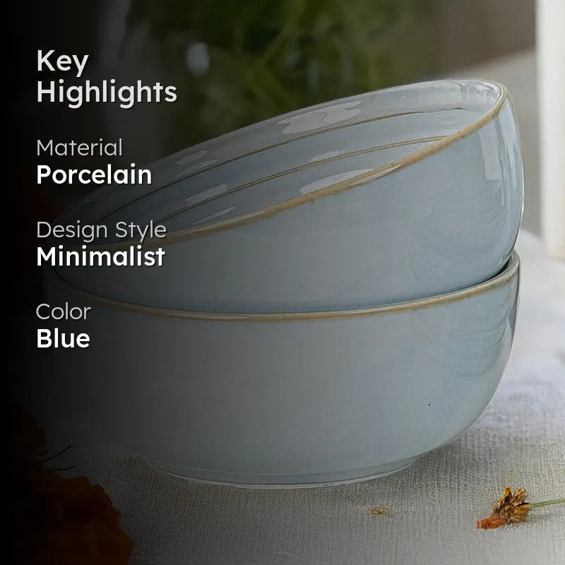 Lilyvein Porcelain Serving Bowl (Ice Blue/1000 mL) - Set Of Two media 2