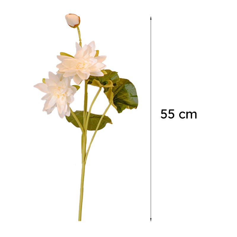 Faux Artificial Plastic Lotus Flower Stem(White) - 55 CM media 5