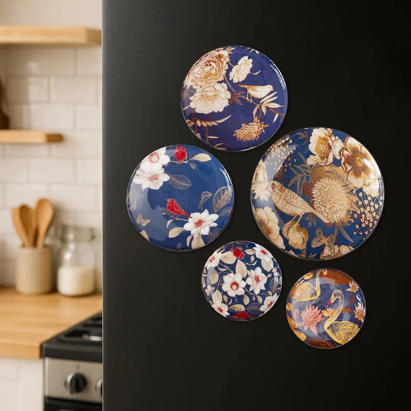 Abstract Art Round Metal Fridge Magnet - Set Of Five media 1