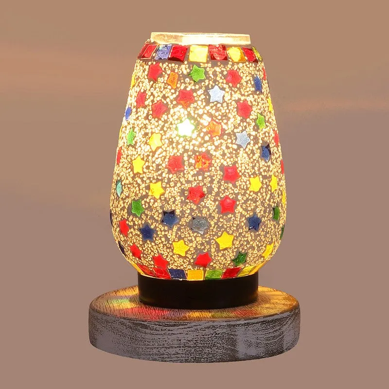 Lunaris Glass Table Lamp With Wooden Base - Multicolor media 7