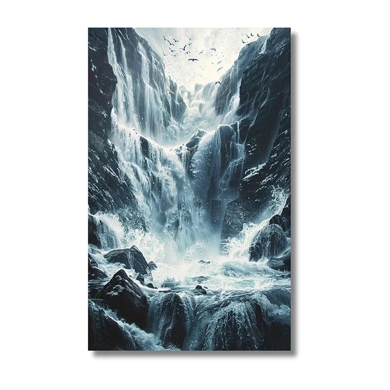 Snowy Cascades Wall Painting media 3