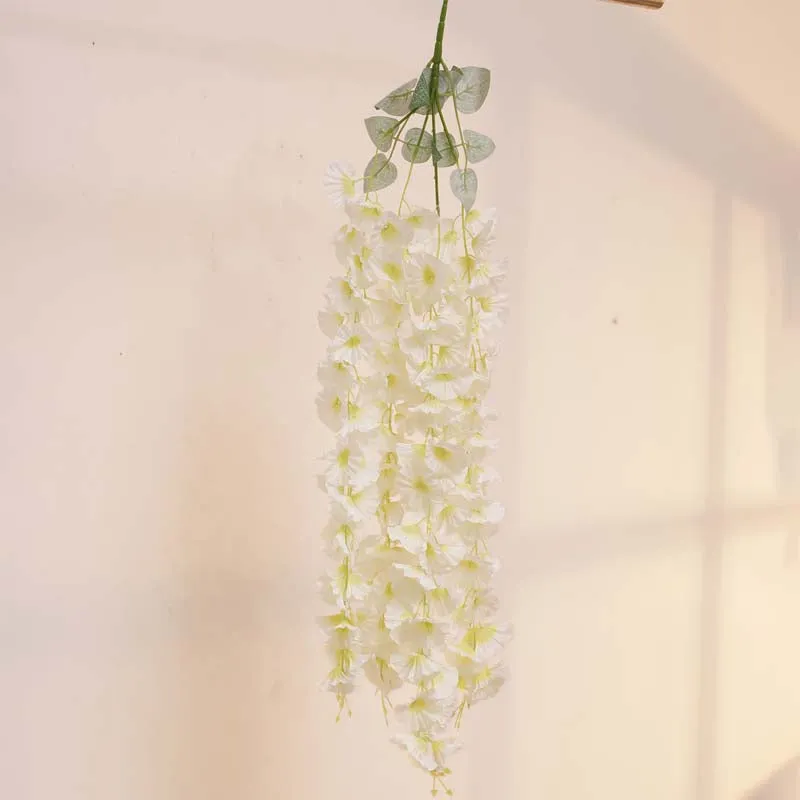 Faux Lush Hanging Morning Glory Plant (White) -  2.8 Feet media 1