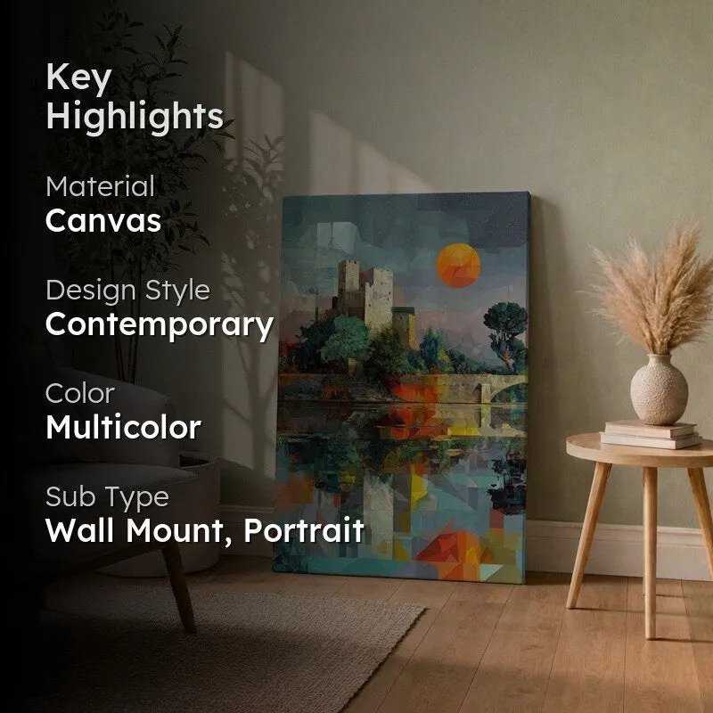 Moonlit Tower Reflection Canvas Wall Art media 2