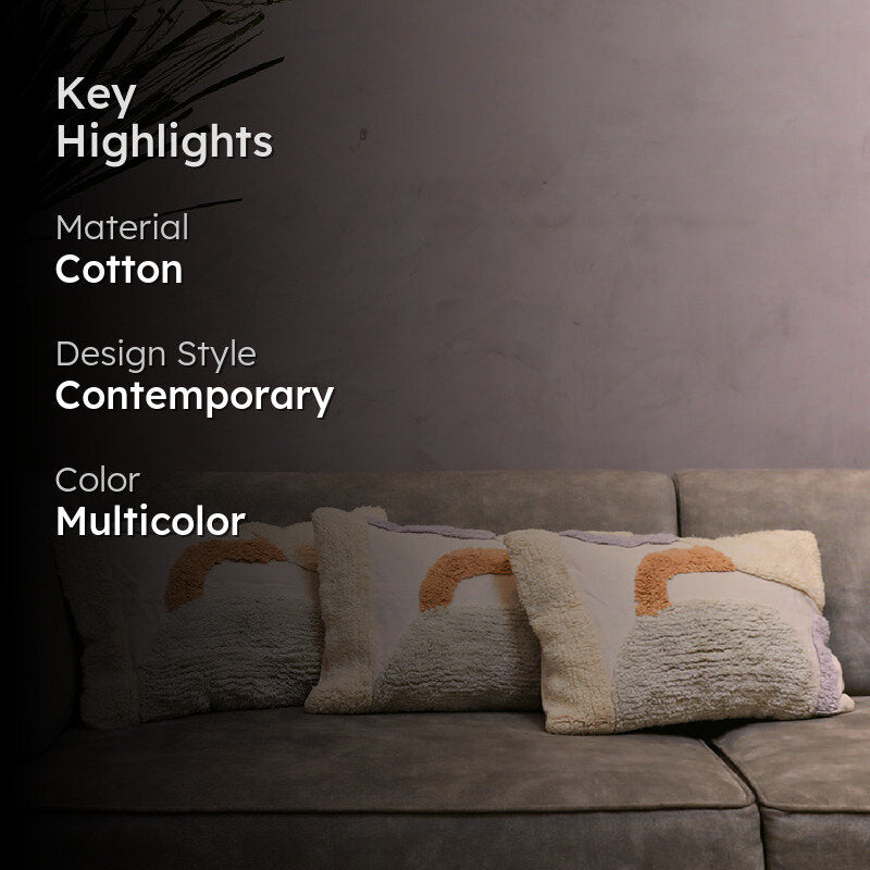 Tufty Dreamscape Tufted Cushion Cover (Beige & Orange) - Set Of Three media 2