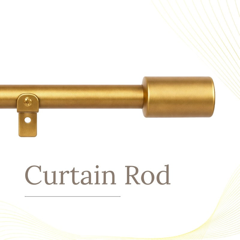 Sleekera Extendable 1" Single Curtain Rod With Round Finial & Brackets (Gold) media 3