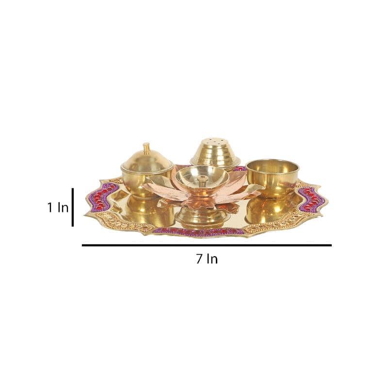 Svecha Brass Pooja Thali Set media 5