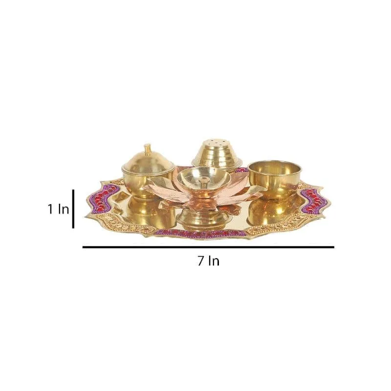 Svecha Brass Pooja Thali Set media 5