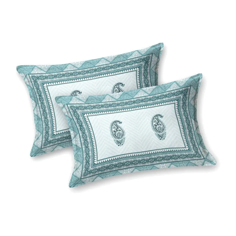 Vineva Cotton Bedsheet (Blue,White) - 240 TC media 4