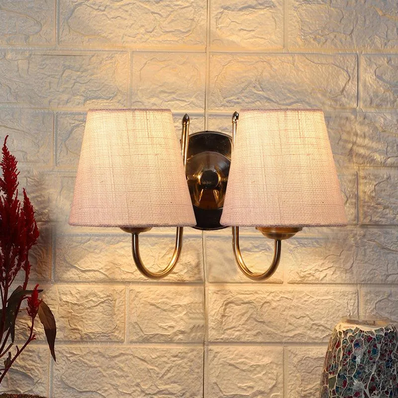Veda Duo Fabric & Metal Wall Lamp - Beige media 1