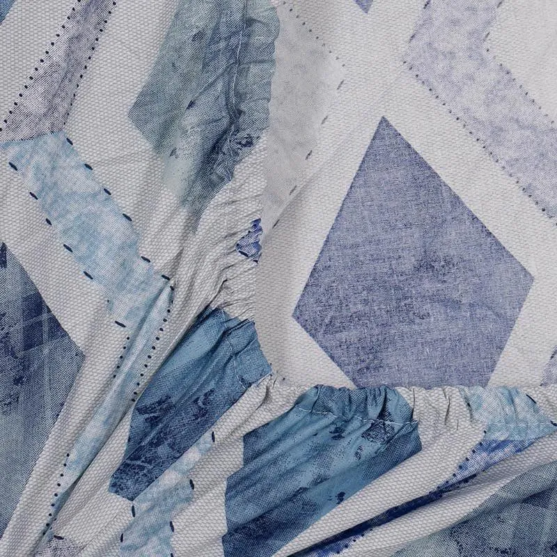 Blue Mosaic Print Cotton Bedsheet - 400 TC media 5