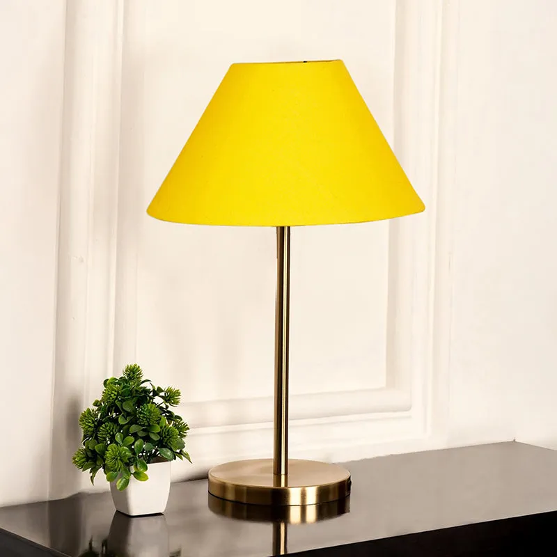 Glow Mesa Cotton & Metal Table Lamp (Empire) - Yellow,Gold media 2