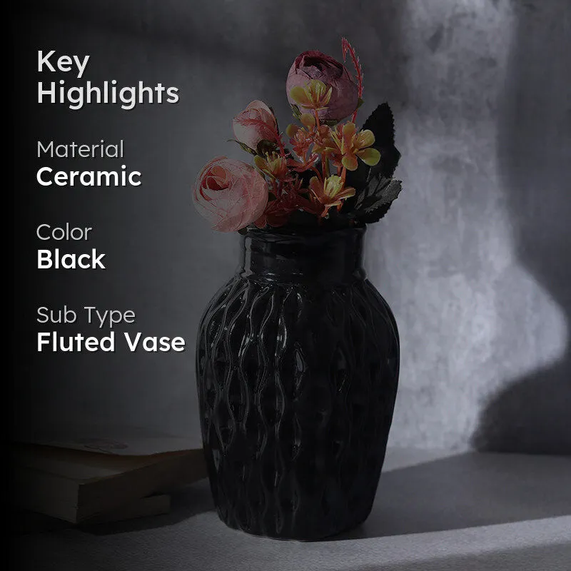 Faro Carve Ceramic Vase - Black media 2