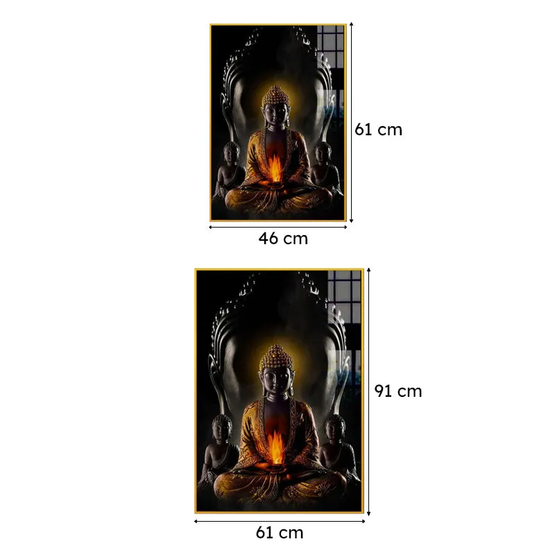 Onyx & Amber Buddha Spiritual Canvas Wall Art With Frame - Gold media 8