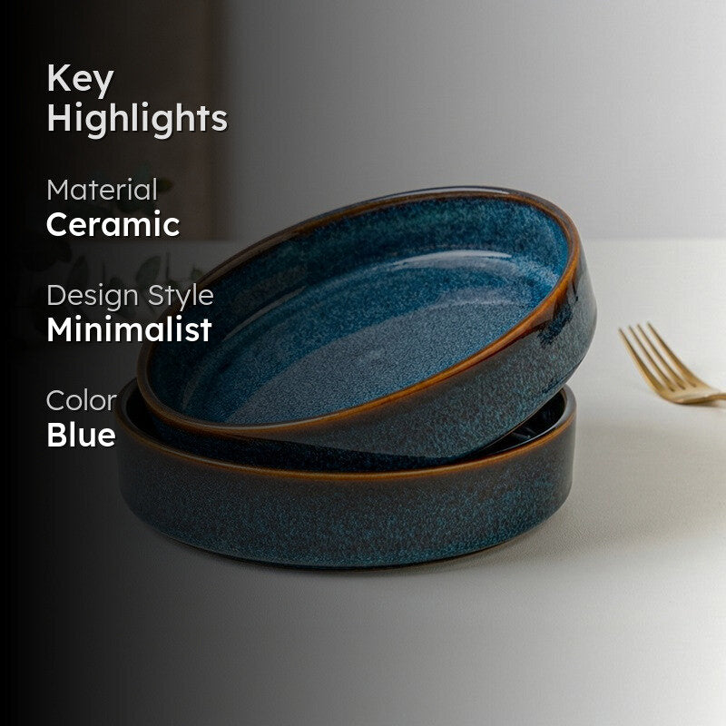 Whimsi Ceramic Salad Bowl (600 mL,Blue) - Set Of Two media 2
