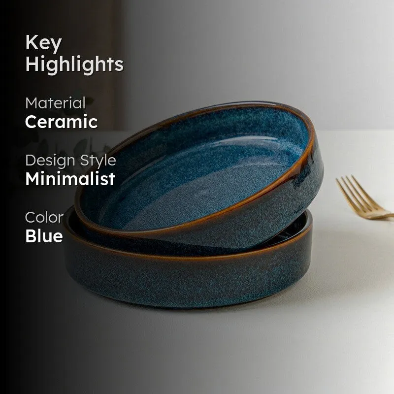 Whimsi Ceramic Salad Bowl (600 mL,Blue) - Set Of Two media 2