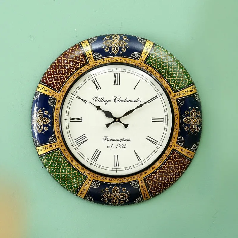 Handpainted Circular Decor Wood Wall Clock media 3