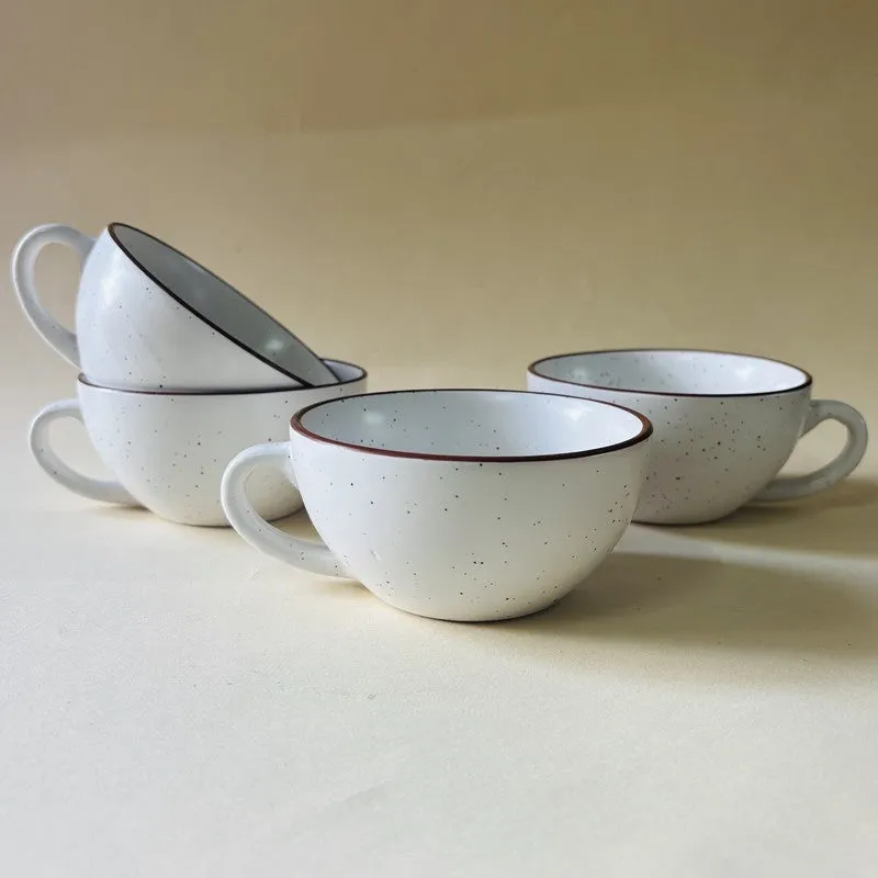 Ceramic Tea Cups (White,240 mL Each) - Set Of Four media 7