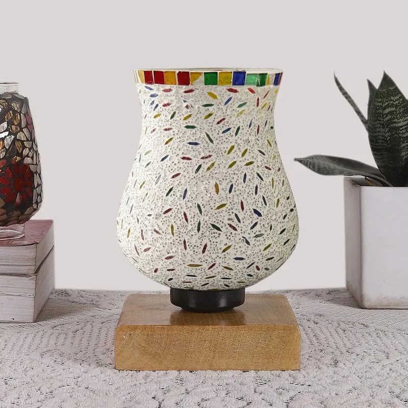 Levana Mosaic Glass Table Lamp With Wooden Base - Multicolor media 4