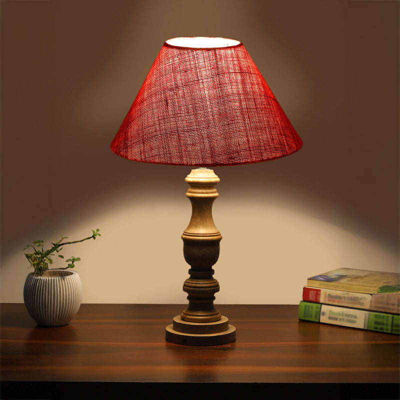 Sienna II Carve Wooden Table Lamp - Pink,Brown