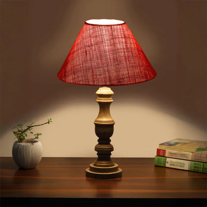 Sienna II Carve Wooden Table Lamp - Pink,Brown media 1